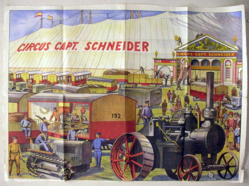 original vintage captain schneider circus poster before restoration