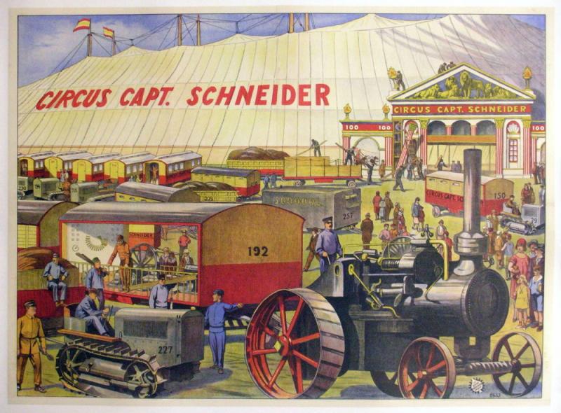 original vintage captain schneider circus poster after restoration