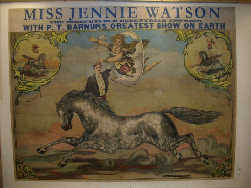 original vintage P.T. Barnum circus poster after restoration