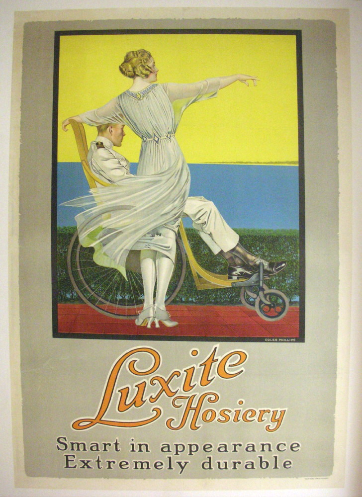 original vintage advertising poster Luxite Hosiery after restoration